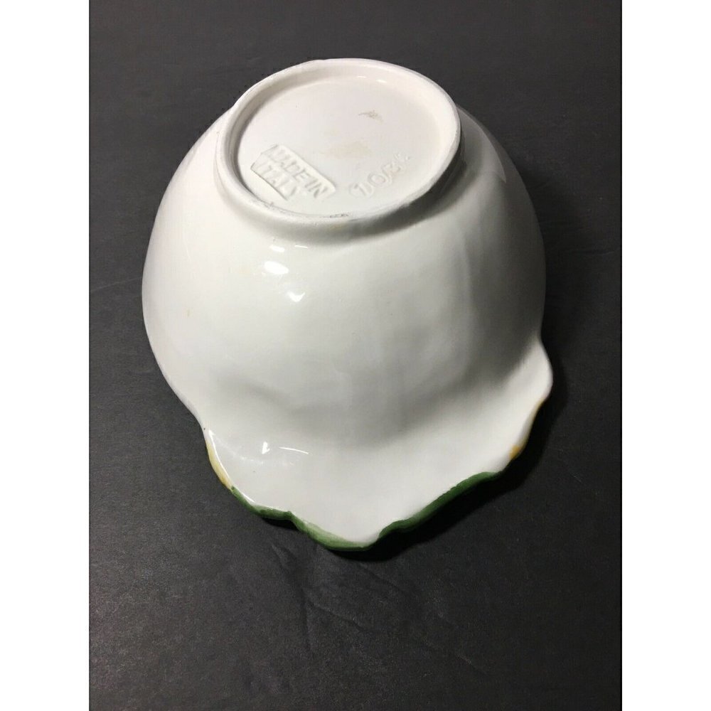 Fruit Design Serving Bowl Made In Italy Pottery Ceramic White 3D Grapes Pears - Picture 3 of 5